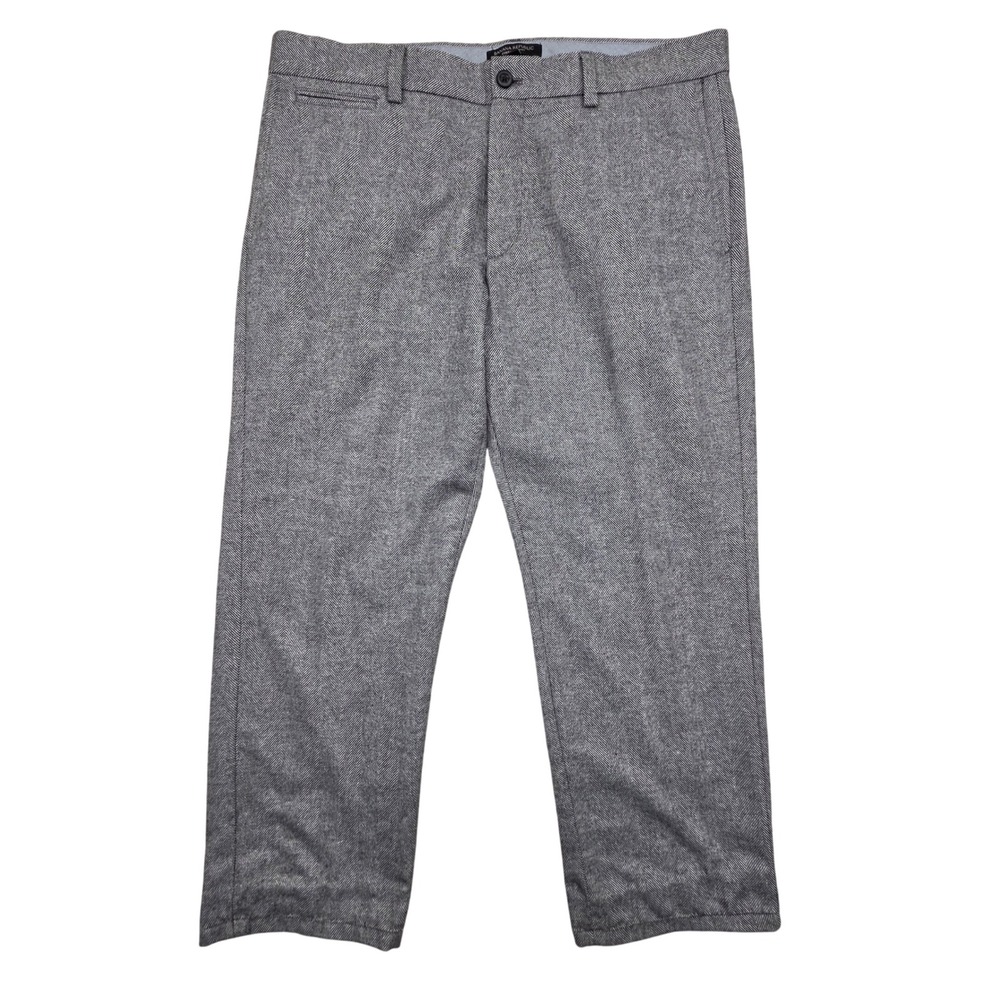 Banana Republic Emerson Nova Fides Italian Wool Pant Gray Herringbone Mens 36x27